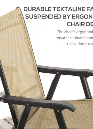 Set of 4 Outdoor Folding Chairs, Stackable Patio Dining Chairs with Armrests, Metal Frame, Light Mixed Brown