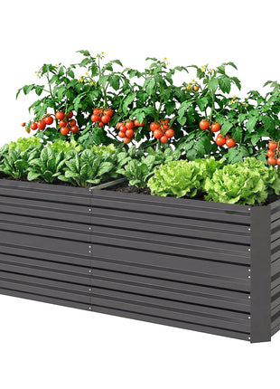 Galvanized Raised Garden Bed, Steel Outdoor Planters with Reinforced Rods, 71" x 36" x 23", Dark Gray