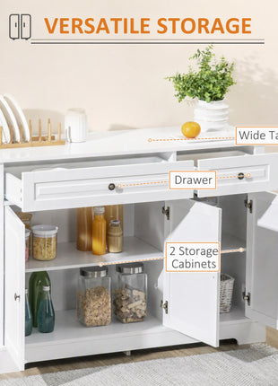 Sideboard Buffet Cabinet, Modern Accent Cabinet with 2 Drawers and Adjustable Shelves, Entryway Cabinet, White