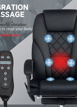 Massage Office Chair, Heated Reclining Computer Chair with Adjustable Height and Footrest, Black