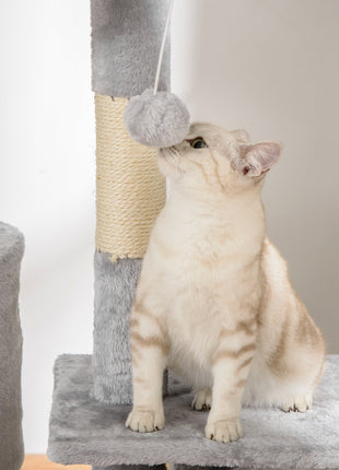 Floor to Ceiling Cat Tree, 94.5-102.5 inch Height Adjustable Cat Climbing Tower with Scratching Posts, Condos, Hammocks