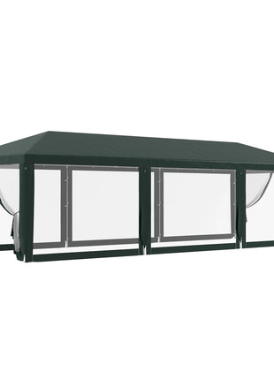 10' x 28' Party Tent, Outdoor Wedding Canopy & Gazebo with Removable Sidewalls, Shade Shelter for Events, BBQs, Green