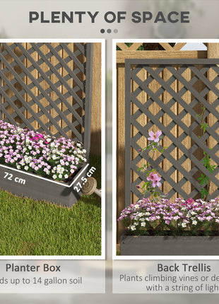 Trellis Planter Box for Climbing Plants, Raised Garden Bed w/ Trellis Lattice for Outdoor Garden, Deck, Backyard, Gray