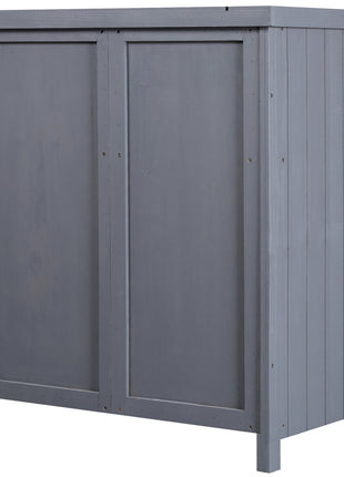 Outdoor Storage Cabinet, Outdoor Tool Shed with Galvanized Top and Two Shelves for Yard Tools or Pool Accessories, Gray