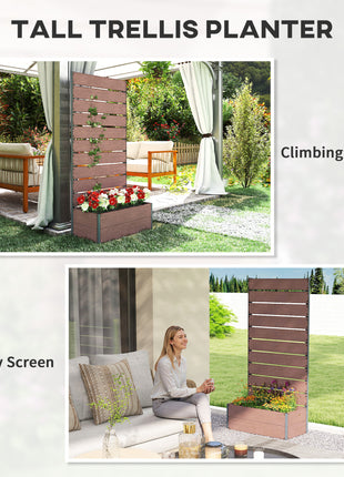 Trellis Planter for Climbing Plants, Raised Garden Bed with Trellis, Planter Box for Outdoor, 28.25" x 15" x 59", Brown