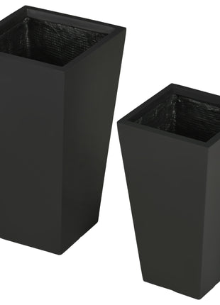 2-Pack Outdoor Planter Set, Flower Pots with Drainage Holes, Durable & Stackable Plant Pot, 22in & 18in, for Porch, Entryway, Patio, Yard, Garden, Black