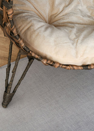 20.5" Weaved Cat Bed, Elevated Hand-woven Braided Banana Leaf Kitten House Condo with Cushion, Brown