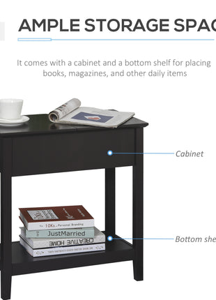End Table, Narrow Side Table with Flip Top, Storage Cabinet, Bottom Shelf for Living Room, Dark Coffee