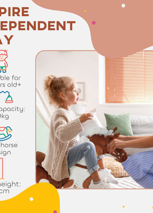 Toddler Rocking Horse, Kids Plush Rocking Chair Toy with Nursery Rhyme Music Brown