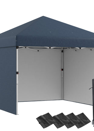 10' x 10' Pop Up Canopy with Sidewalls, Weight Bags and Carry Bag, Height Adjustable Tent for Parties, Navy