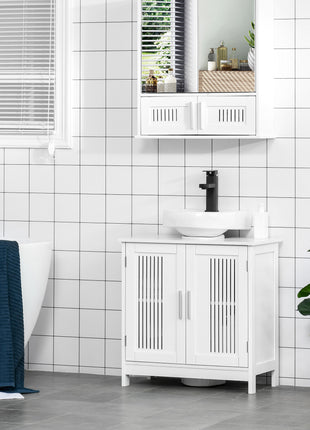 Bathroom Under Sink Cabinet Vanity Unit with Adjustable Shelf Space Saver, White
