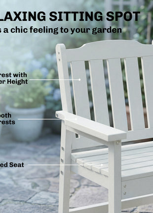 All-Weather Patio Chair, HDPE Patio Dining Chair, Heavy Duty Wood-Like Outdoor Furniture for Garden, Backyard, Deck, Porch, Lawn, White