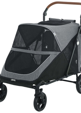 Dog Stroller for Large Dogs Up to 66 LBS with All-Terrain Spring Suspension, 8-Position Adjustable Handle, Gray