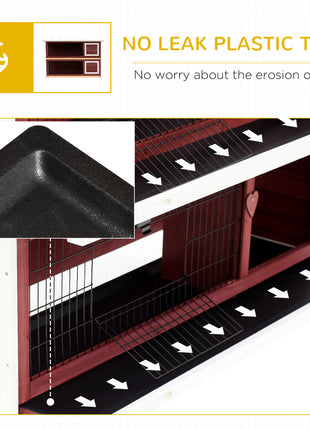 54" 2-Story Weatherproof Stackable Elevated Wooden Rabbit Hutch with Enclosed Run and Pull-Out Trays