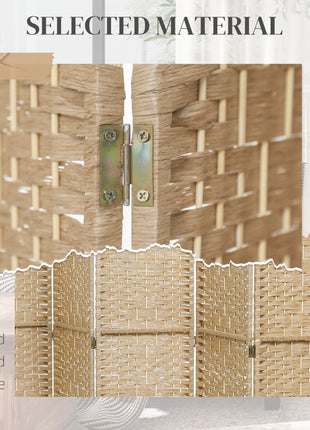 8 Panel Folding Room Divider Portable Privacy Screen Wave Fiber Room Partition for Home Office Natural