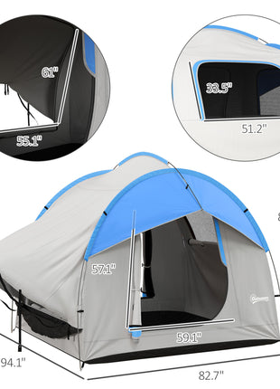 2000mm Waterproof SUV Tent, Car Tent with 3 Doors and Mesh Window, for 5-6 Person Camping Travel, Gray and Blue