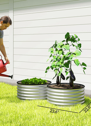 Set of 2 Raised Garden Bed, Metal Planter Box with Safety Edging, Easy-to-assemble Stock Tank 3'x3'x1.4' Silver