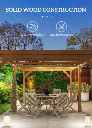 20' x 10' Wood Pergola, Outdoor Gazebo Grape Trellis with Stable Structure for Climbing Plant Support, Dark Brown