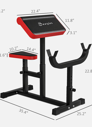 265 LBS Preacher Curl Bench for Strength Training, Adjustable Seated Arm Isolated Barbell Dumbbell Bicep Station, Black