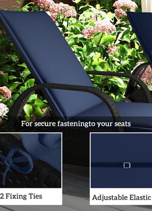 Foldable Chaise Lounge Cushion Set of 2, Outdoor Lounge Chair Cushion Set, UPF50+ 200gsm Fabric, 76" x 23", Navy Blue