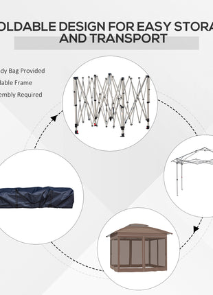 12' x 12' Pop Up Canopy Tent with Netting and Carry Bag, Instant Sun Shelter with 137 sq.ft Shade, Tents for Parties, Height Adjustable, for Outdoor, Garden, Patio, Khaki
