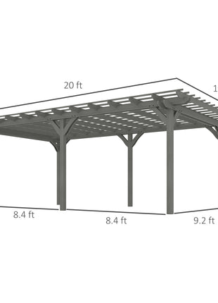 12' x 20' Outdoor Pergola, Wood Gazebo Grape Trellis with Stable Structure for Climbing Plant Support, Gray