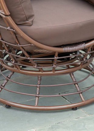 Wicker Egg Chair, 360 Rotating Indoor Outdoor Boho Basket Seat with Cushion and Pillows for Backyard, Porch, Patio, Garden, Handwoven All-Weather PE Rattan, Steel Frame, Brown