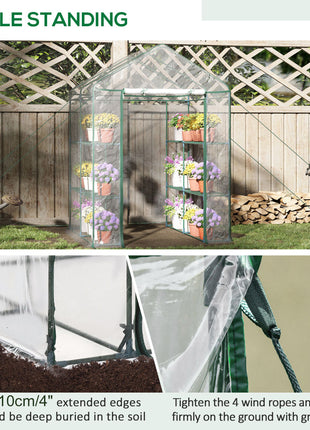 5' x 5' x 6' Mini Walk-in Greenhouse Kit, Portable Green House with 3 Tier Shelves, Roll-Up Door, and Weatherized Plastic Cover for Backyard Garden, Clear