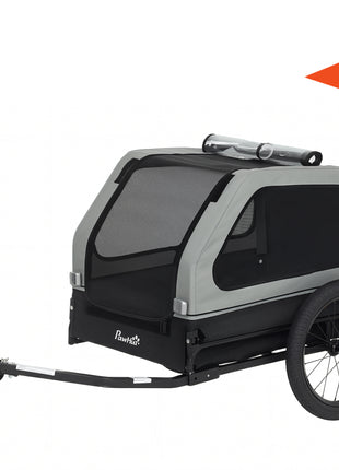 Dog Bike Trailer for Small & Medium Dogs, Universal Bicycle Coupler, Flip-Down Ramp Tailgate, Gray
