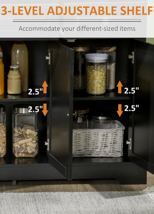 Sideboard Buffet Cabinet, Modern Accent Cabinet with 2 Drawers and Adjustable Shelves, Entryway Cabinet, Black