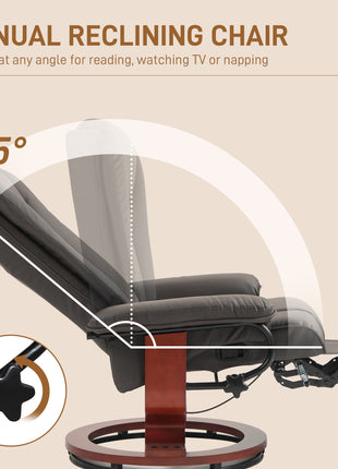 Modern RV Recliner Chair, PU Leather Swivel Recliner Armchair with Footrest for Living Room, Brown