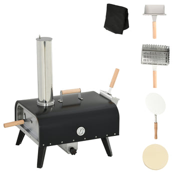 Pellet Wood Fired Pizza Oven, Outdoor Pizza Maker with 12" Rotating Stone, Peel and Waterproof Cover