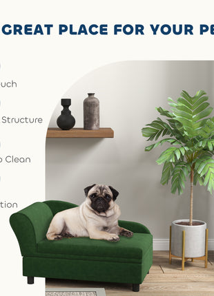 Pet Sofa Bed Couch with Storage, Pet Sofa for Cats and Small Dogs, Green
