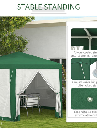 13' x 11' Outdoor Party Tent, Hexagon Sun Shade Shelter Canopy w/ Protective Mesh Sidewalls, Ropes & Stakes, Green