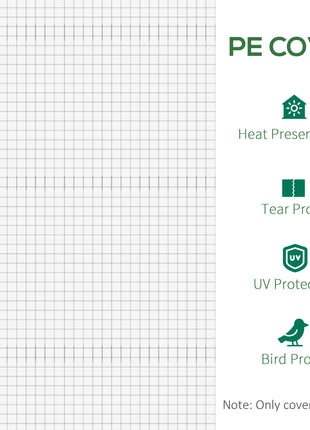 19.7' x 9.8' x 6.6' Plastic Greenhouse Cover Replacement, Heavy Duty Waterproof Tarp for Hoop House, Sheeting with 12 Windows, Door & Reinforcement Grid, White