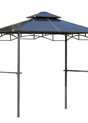 8' x 5' Barbecue Grill Gazebo Tent, Outdoor BBQ Canopy with Side Shelves, and Double Layer PC Roof, Brown