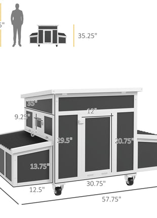Wooden Chicken Coop with Nesting Box for 6 Chickens, Dark Gray