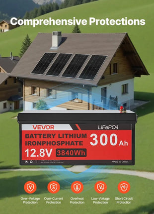 800W 12V Complete Solar Power Kit, 4*200W Monocrystalline Solar Panels + 12.8V 300Ah LiFePO₄ Battery + 60A MPPT Charge Controller + 2000W Power Inverter for Home, Small Farm, Cabin, Off-Grid