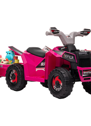 6V Electric Toy Car with Back Trailer, Forward Backward, Wear-Resistant Wheels for Ages 18-36 Months, Pink