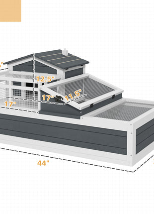 3-Room Tortoise Habitat House w/ Balcony & 2 Stories, 44" x 25.5" x 23", Gray