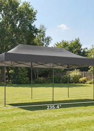10 x 20 ft Pop Up Canopy Tent, Heavy Duty UPF50+ Outdoor Portable Instant Canopy Shelter with Wheeled Bag, Dark Gray