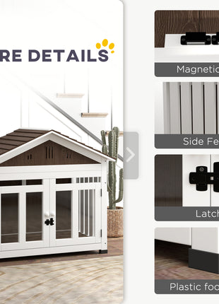 40"L Wooden Dog House Outdoor Indoor for Small, Medium, Large Dogs, with Air Vents & Elevated Removable Floor