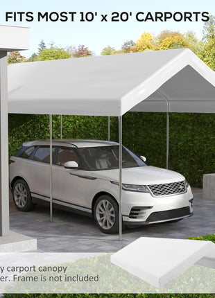 20' x 10' Carport Replacement Canopy for Model 84C-207WT or 84C-386V00WT with Ball Bungee Cords, White (Only Cover)