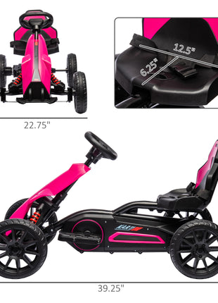 12V Electric Go Kart for Kids w/ Adjustable Speed, Pink