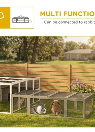 Large Wooden Rabbit Hutch Small Animal Habitat Enclosure Outdoor Run and Lockable Doors - Gray