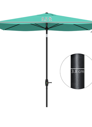 6.5' x 10' Rectangular Market Umbrella, Patio Outdoor Table Umbrella with Crank and Push Button Tilt, Teal