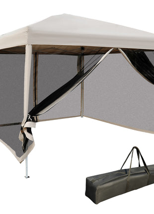 210D Oxford 10' x 10' Pop Up Canopy Tent with Netting, Instant Screen Room House, Tents for Parties, Height Adjustable, with Carry Bag, for Outdoor, Garden, Patio