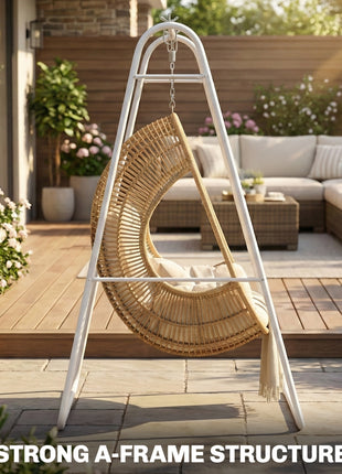 Hammock Chair Stand Only Heavy Duty Solid Steel A-Frame for Hanging Hammock, Egg Chair, Max Load 330 LBS, White