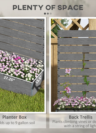 Trellis Planter for Climbing Plants, Raised Garden Bed with Trellis, Planter Box for Outdoor, 28.25" x 15" x 59", Gray