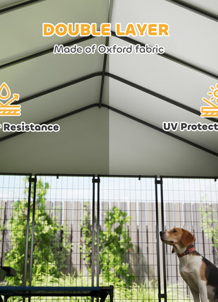 Outdoor Dog Kennel with Roof, 8' x 8' x 6' Heavy Duty Welded Wire Dog Playpen Enclosure with Escape-proof Lock